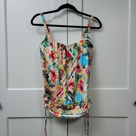 Jantzen vintage tropical blouson tankini 34D - Picture 6 of 9